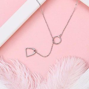 Double Horse Stirrup Lariat Necklace Y Style Layered Horseshoe Pendant Girl